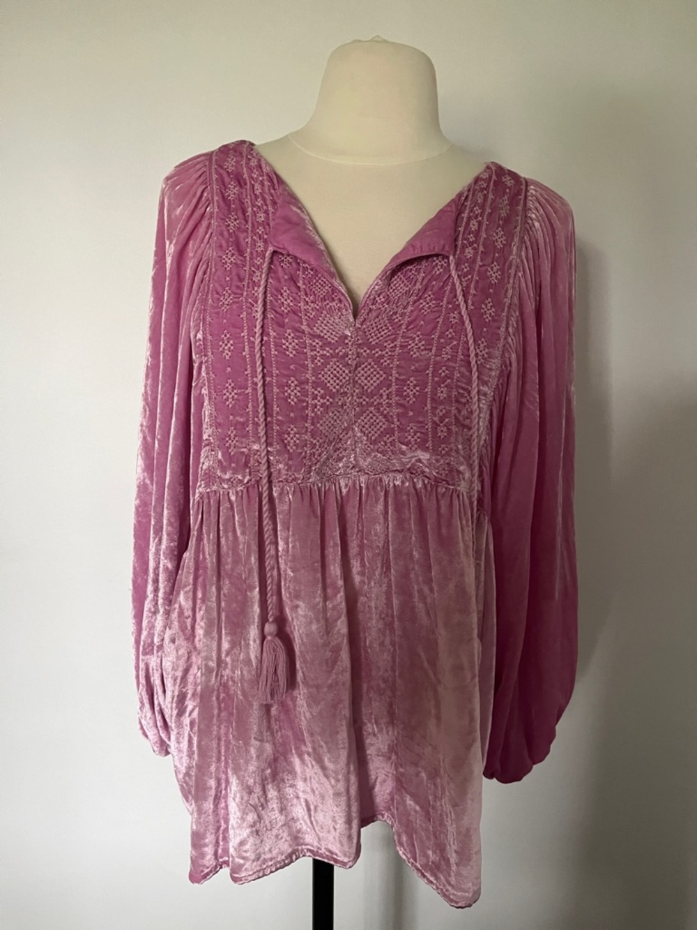 ivy jane Rose Pink Velvet Peasant Tunic